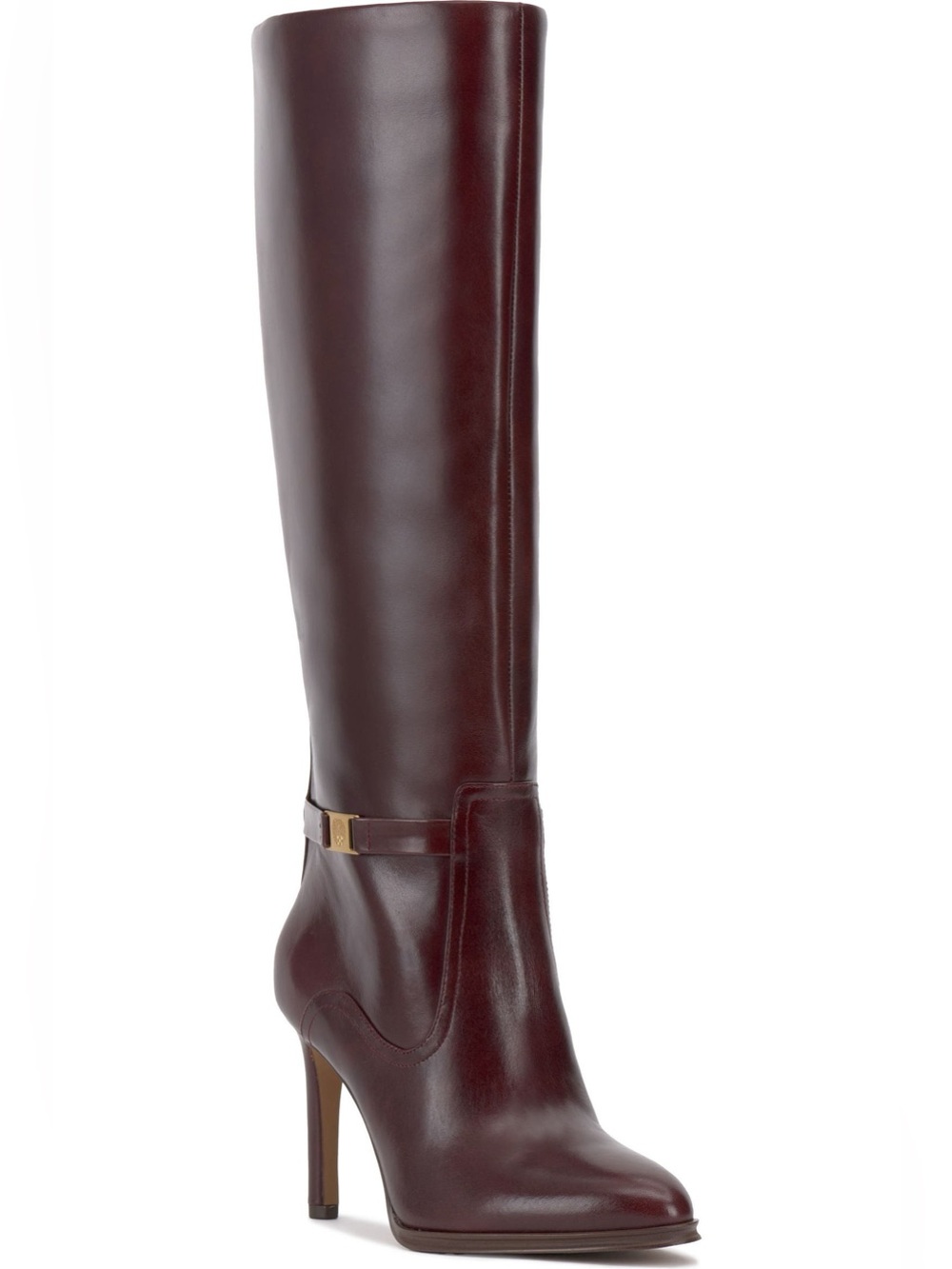Vince Camuto Skylie Knee-High Leather Heeled Boots - Burgundy / Wine NWOB Size 6